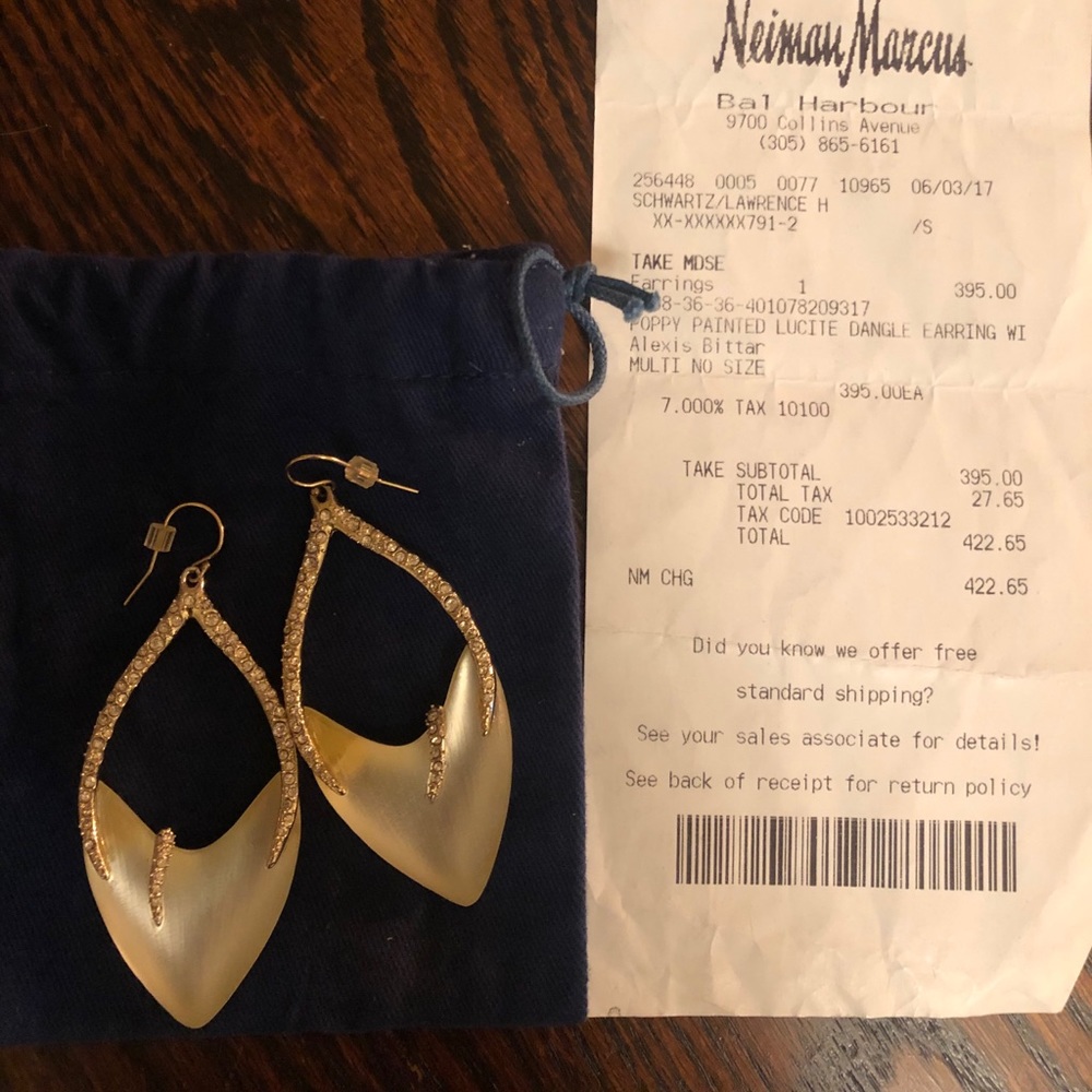 Alexis Bittar poppy painted lucite dangle earrings